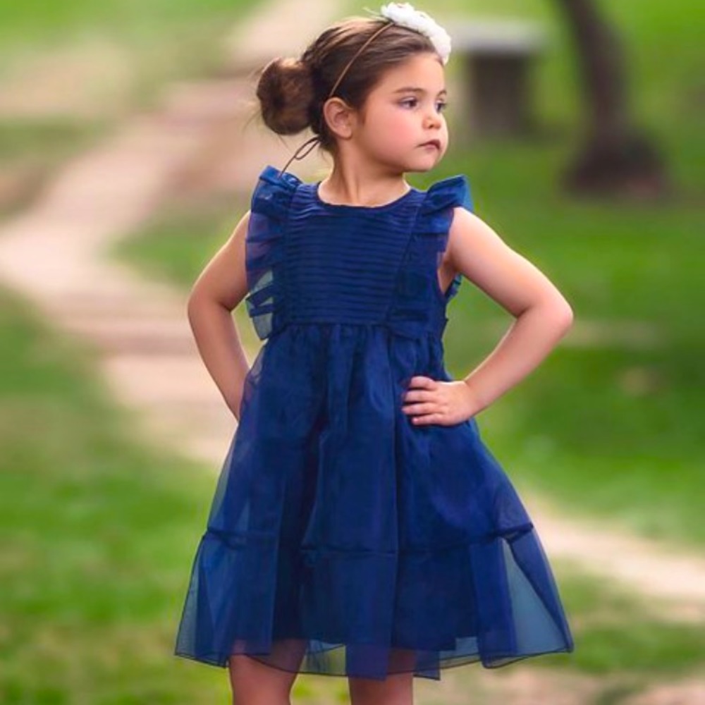 Trish scully navy blue ALICE special occasion girls dress platinum collection